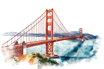 Golden Gate Bridge, San Francisco illustration in the style of a transparent