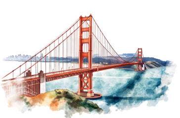 Golden Gate Bridge, San Francisco illustration in the style of a transparent