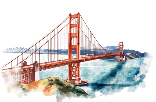 Golden Gate Bridge, San Francisco illustration in the style of a transparent - Powered by Adobe