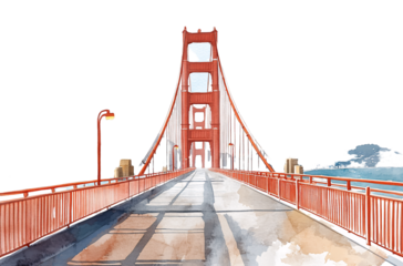 Golden Gate Bridge, San Francisco illustration in the style of a transparent