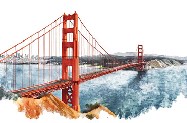 Golden Gate Bridge, San Francisco illustration in the style of a transparent