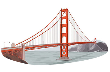 Golden Gate Bridge, San Francisco illustration in the style of a transparent