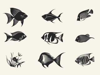 Fototapeta premium fish icons set