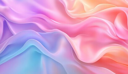 Obraz premium Soft, flowing, pastel-hued fabric drapes. Delicate folds create a smooth, elegant abstract design