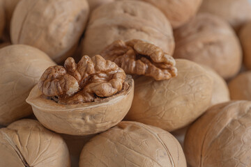 walnuts on wooden background