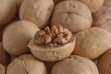 walnuts on a wooden table