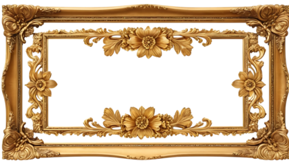 Ornate Gold Frame with Floral Design png