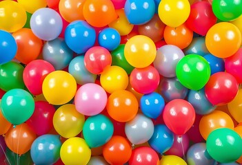 Fototapeta premium Vibrant array of colorful balloons, festive birthday celebration backdrop, image, backdrop