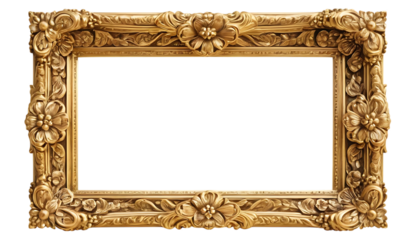 Ornate Gold Frame with Floral Design png