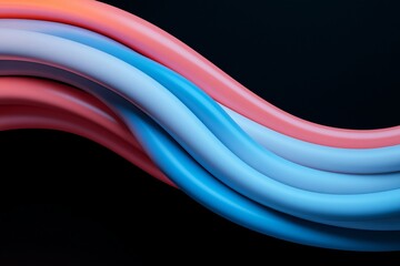 Fototapeta premium Colorful Wavy Lines in Soft Shades of Pink and Blue on a Dark Background