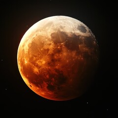 Fototapeta premium A stunning high-resolution image depicts a vibrant blood moon du a total lunar eclipse captured from a terrestrial observatory showcasing the celestial event's breathtaking