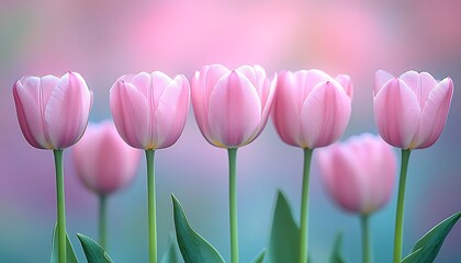 Fototapeta premium Pink Tulips Spring Garden Bloom.