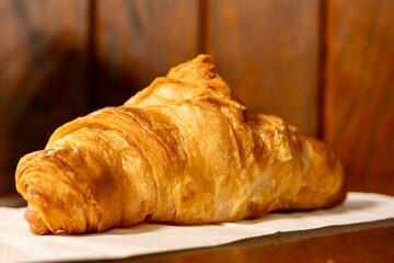 Butter Croissant on a white napkin sitting on a table