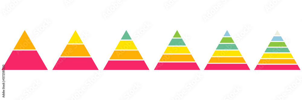 Wall mural pyramid infographic templates group. triangle hierarchy data elements collection. vector illustratio