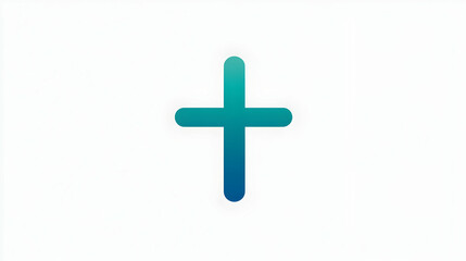 Obraz premium Simple teal blue gradient cross symbol