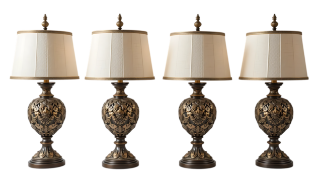 Ornate table lamps with intricate designs