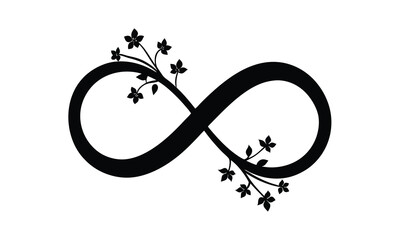 Fototapeta premium Floral Infinity Symbol Black Outline