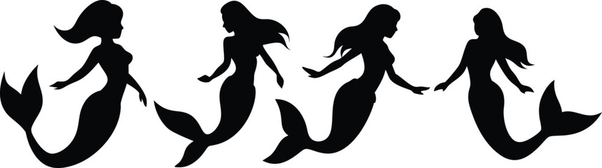 Vector silhouette beauty mermaid 