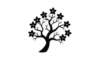  Flowering Tree Silhouette Black Outline