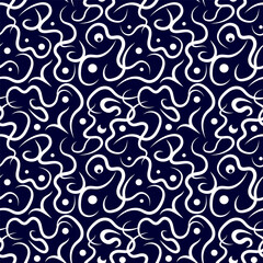 Magnificent white swirls are beautifully arranged on a dark blue background in a pattern