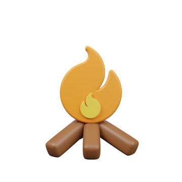 3D Campfire Icon &ndash; Cozy Outdoor Night Under the Stars"