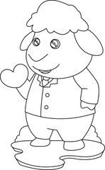 Sheep Groom Suit Wedding Animal Vector Graphic Art Illustration