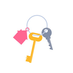 key with house keychain.  Buy or sell building icon or print. Mortgage loan. Housing for rent. Template for sale, rent home. rent house, concept.
