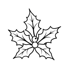 Fototapeta premium Simple Holly Berry Christmas vector art, Festive Leaf Design