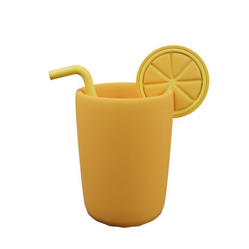 3D Iced Lemon Tea Icon &ndash; Refreshing Summer Beverage