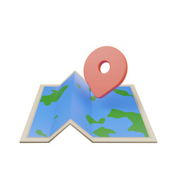 3D Travel Map Icon – Exploring New Destinations"