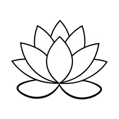 Fototapeta premium Elegant Lotus Flower Outline, Simple Floral Design, Black White