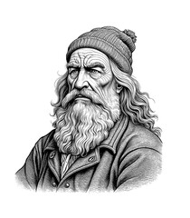 Fototapeta premium portrait of a man with a beard, vintage illustration