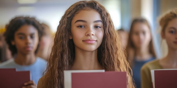teens voting for student council, focus on ballots and serious expressions, soft lighting reflects the responsibility in school events - Powered by Adobe
