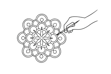 Intricate Mandala Design Hand Drawing Symmetrical Floral Pattern