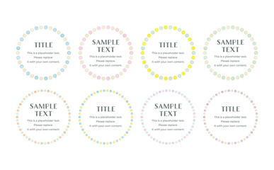 ベクターの水彩風　サークル フレーム　セット　ドット　セット