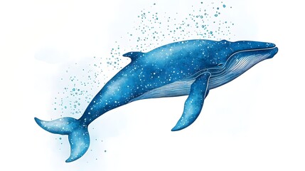 Obraz premium Majestic whale swimming gracefully in ocean waters artistic calm environment colorful concept