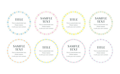 ベクターの水彩風　サークル フレーム　セット