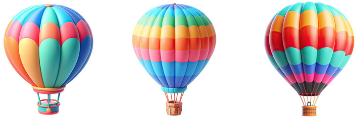 Obraz premium Hot air balloons illustrations without any background. Air balloons PNG.