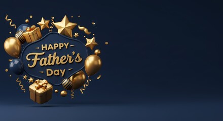 Fathers day decoration, 3d illustration, holiday celebration. Perfect for website banner or promotion