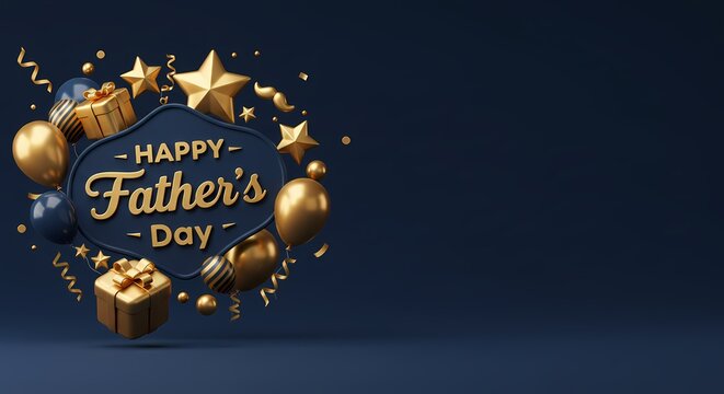 Fathers day decoration, 3d illustration, holiday celebration. Perfect for website banner or promotion