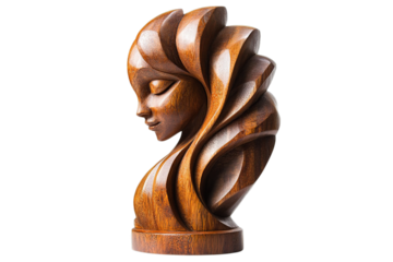 Wooden Sculpture of a Woman's Bust