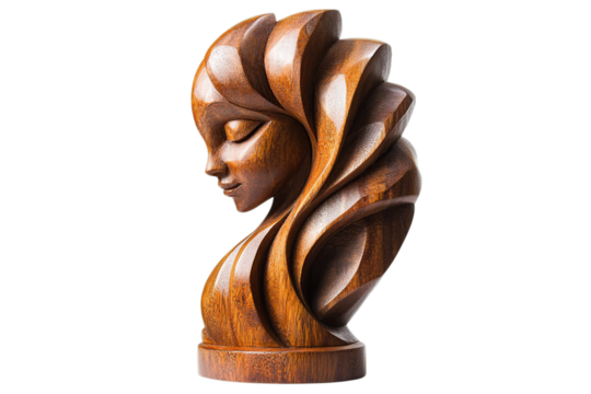 Wooden Sculpture of a Woman's Bust