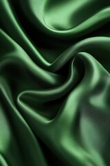 Fototapeta premium Elegant Emerald Green Silk Fabric Texture with Flowing Drapes and Subtle Shadows for Fashion Design and Luxurious Backgrounds