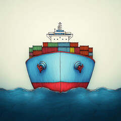 Artistic Shipping Container Vessel Illustration