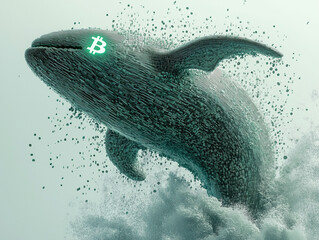 Abstract Disintegrating Bitcoin Whale in 3D