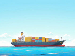 Cargo Ship on the Open Sea