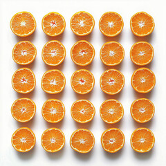 Top-Down Flat Lay of Halved Oranges with Perfect Symmetry