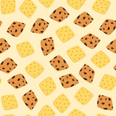 cookie seamless pattern background. Cartoon illustration of Cookies. biscuits illustration. chocolate chips pattern background.