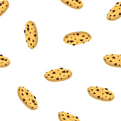 cookie seamless pattern background. Cartoon illustration of Cookies. biscuits illustration. chocolate chips pattern background.