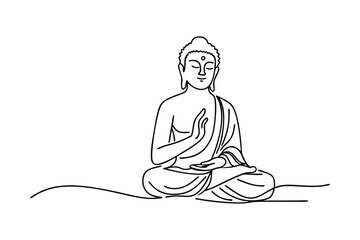 Serene Buddha Line Art Meditation, Enlightenment, Peace, Tranquility, Spirituality